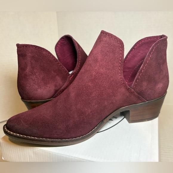 Steve Madden Austin Maroon Suede Leather Ankle Boots - Picture 3 of 11